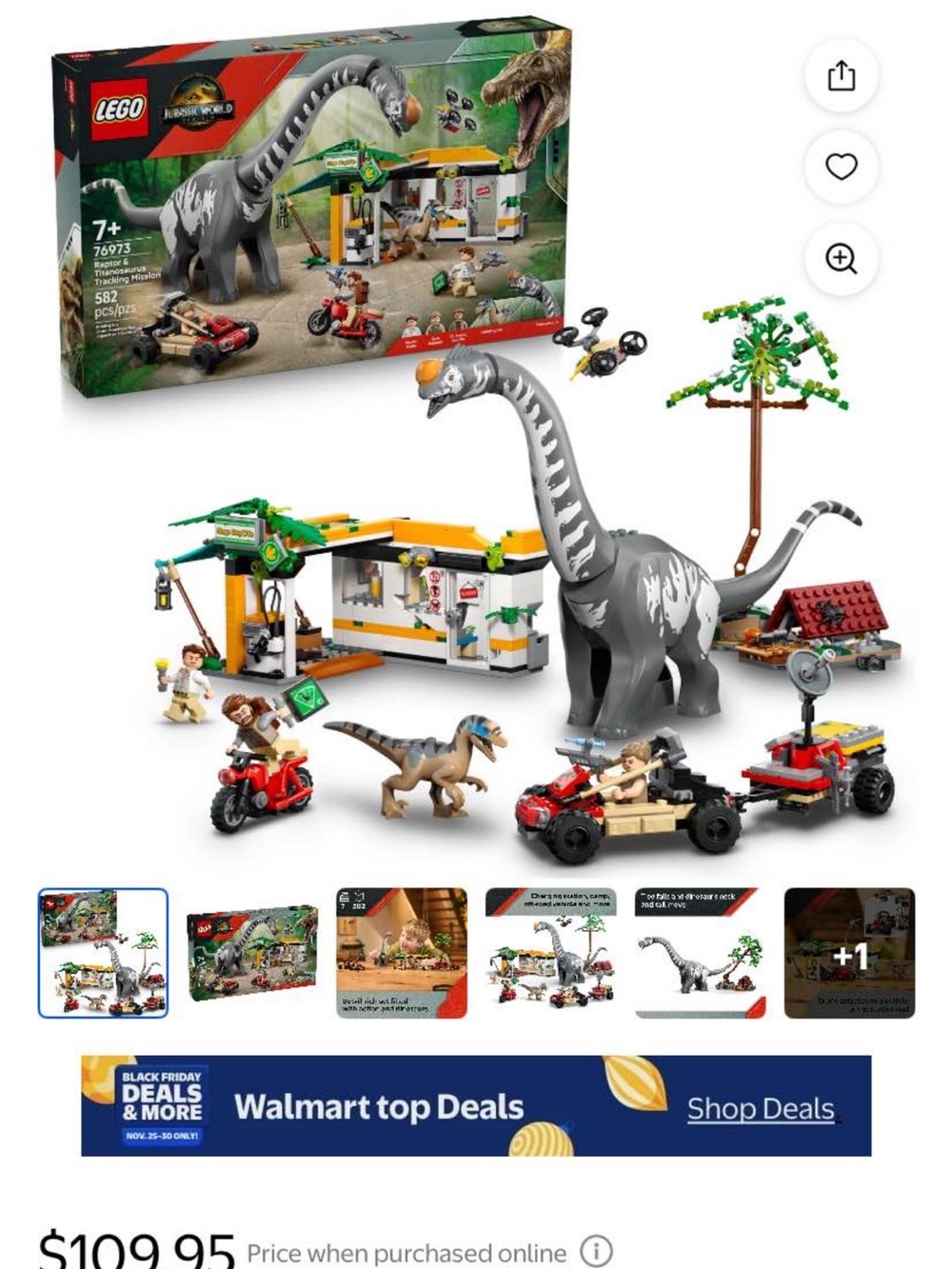 Lego Jurassic World Gray, White & Green Brachiosaurus Adventure Playset